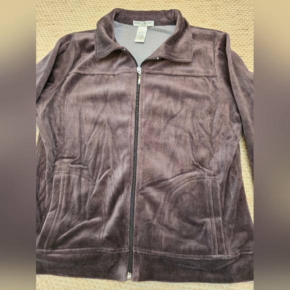 Rebecca MALONE 2 Piece Brown Outfit Zip Jacket &  Pants Medium Petite Size - Picture 5 of 12